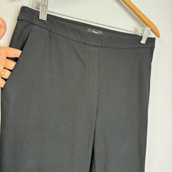 Theory Women's Thaniel Appoach Cropped Slim Pant Black Pull-on Sz 8 - Picture 6 of 9